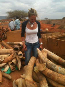Sveva Gallmann with poached ivory ready to be burnt