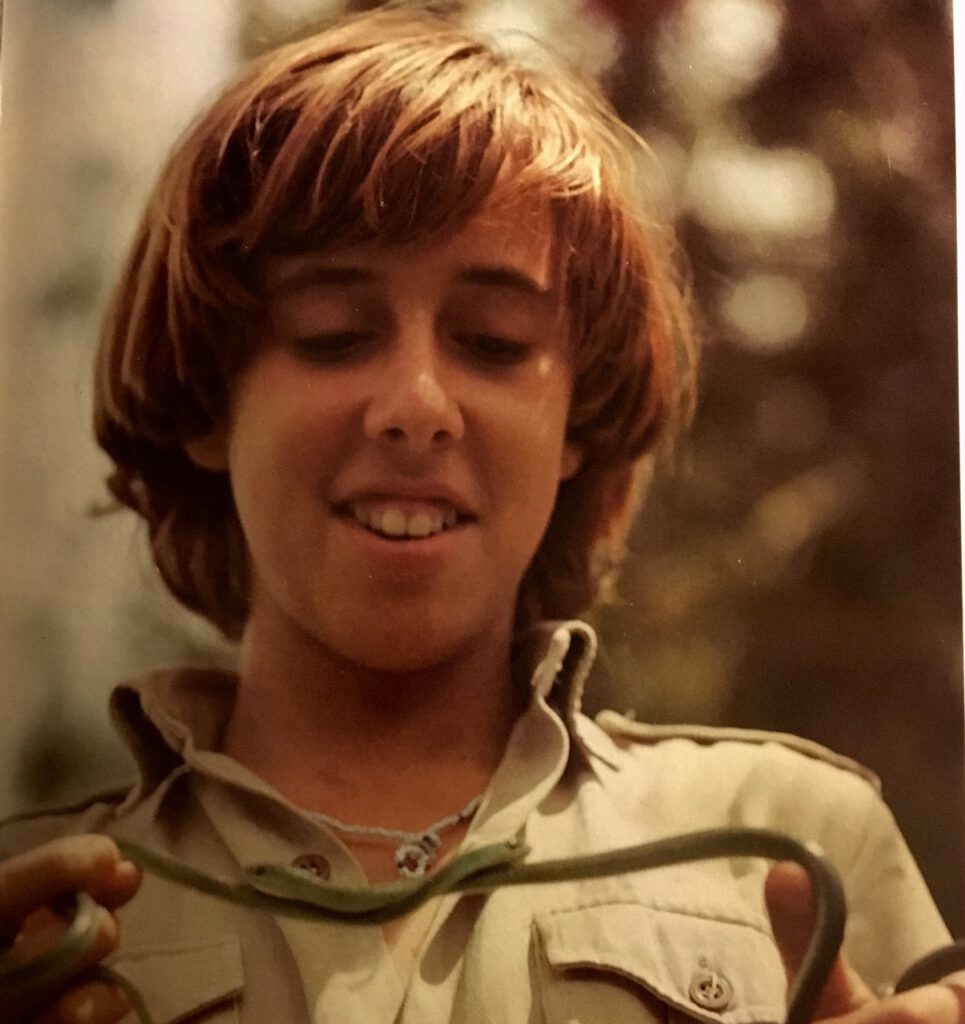 Emanuele at 14 years of age with Green Grass Snakes